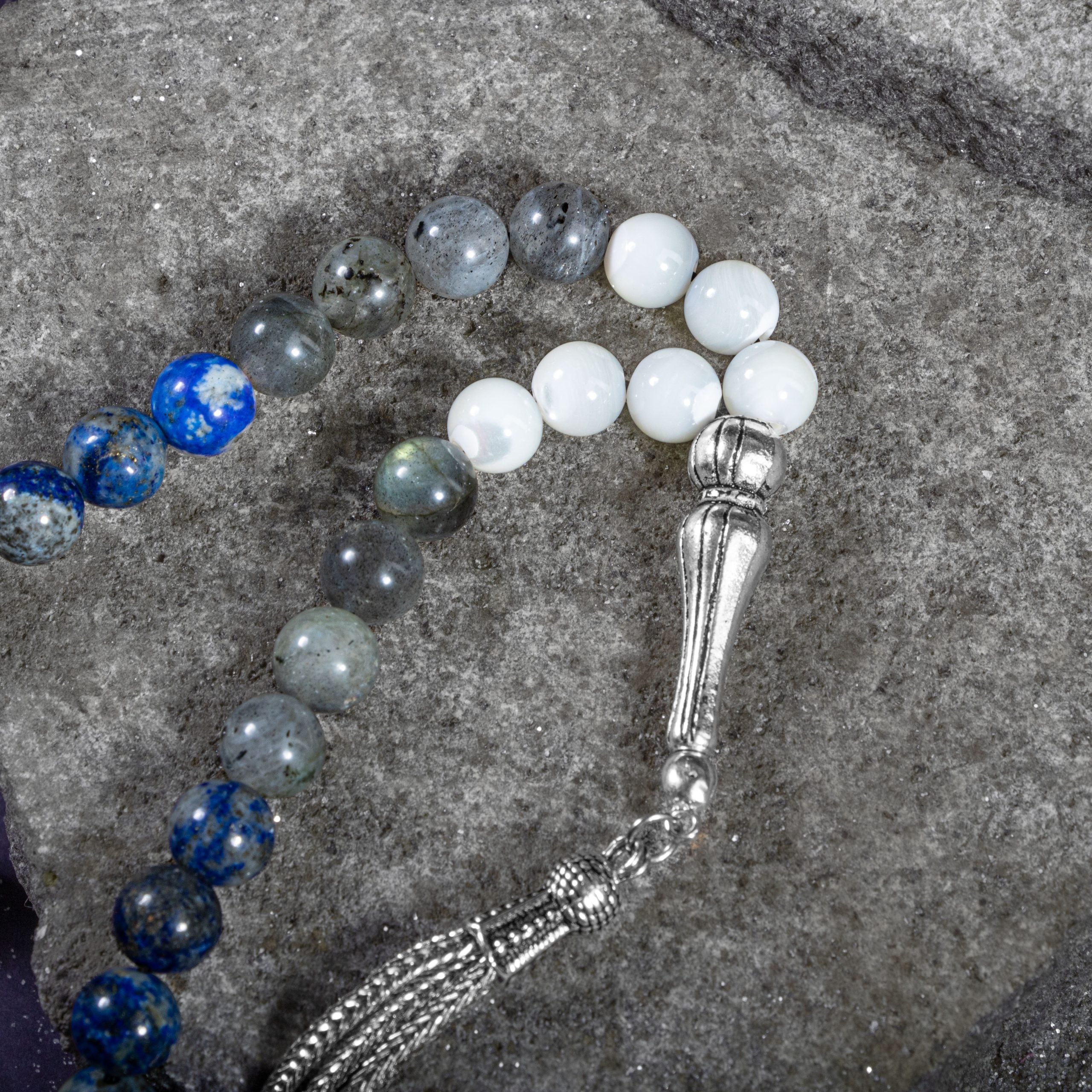 Sagittarius Rosary - Amethyst, Calcite, Labradorite, Lapis Lazuli, Mother of Pearl