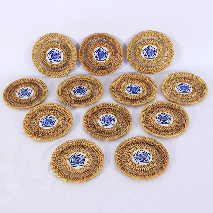 12 Pcs Rattan Hand Knitted Coasters