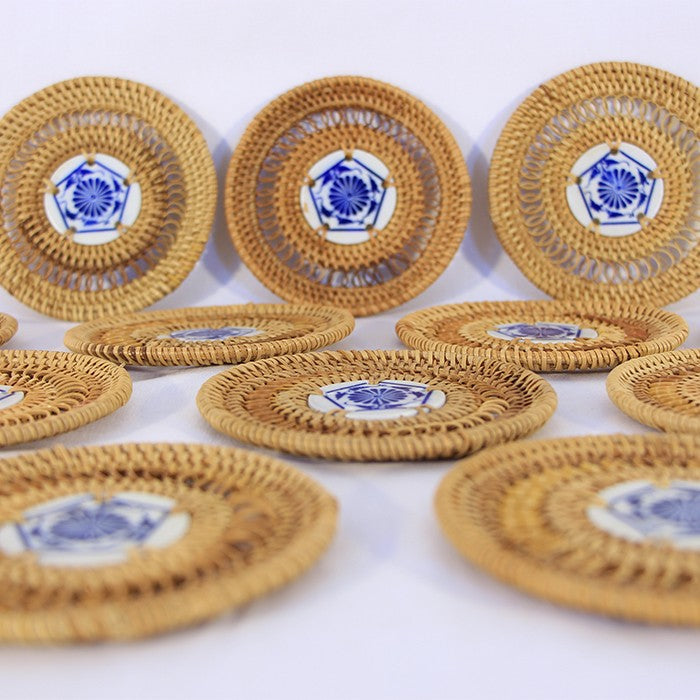 12 Pcs Rattan Hand Knitted Coasters