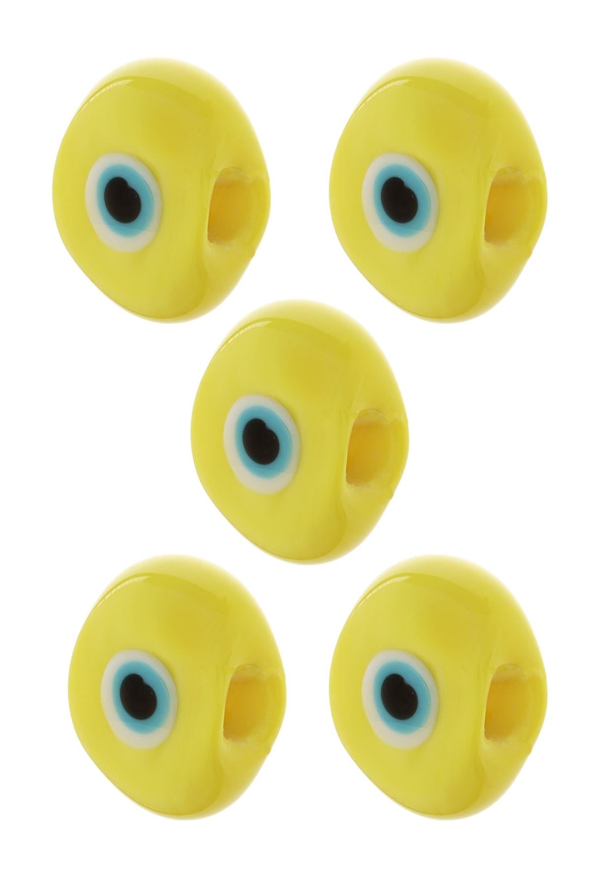 5 Pcs Yellow Evil Eye Pendant Bodrum Beads