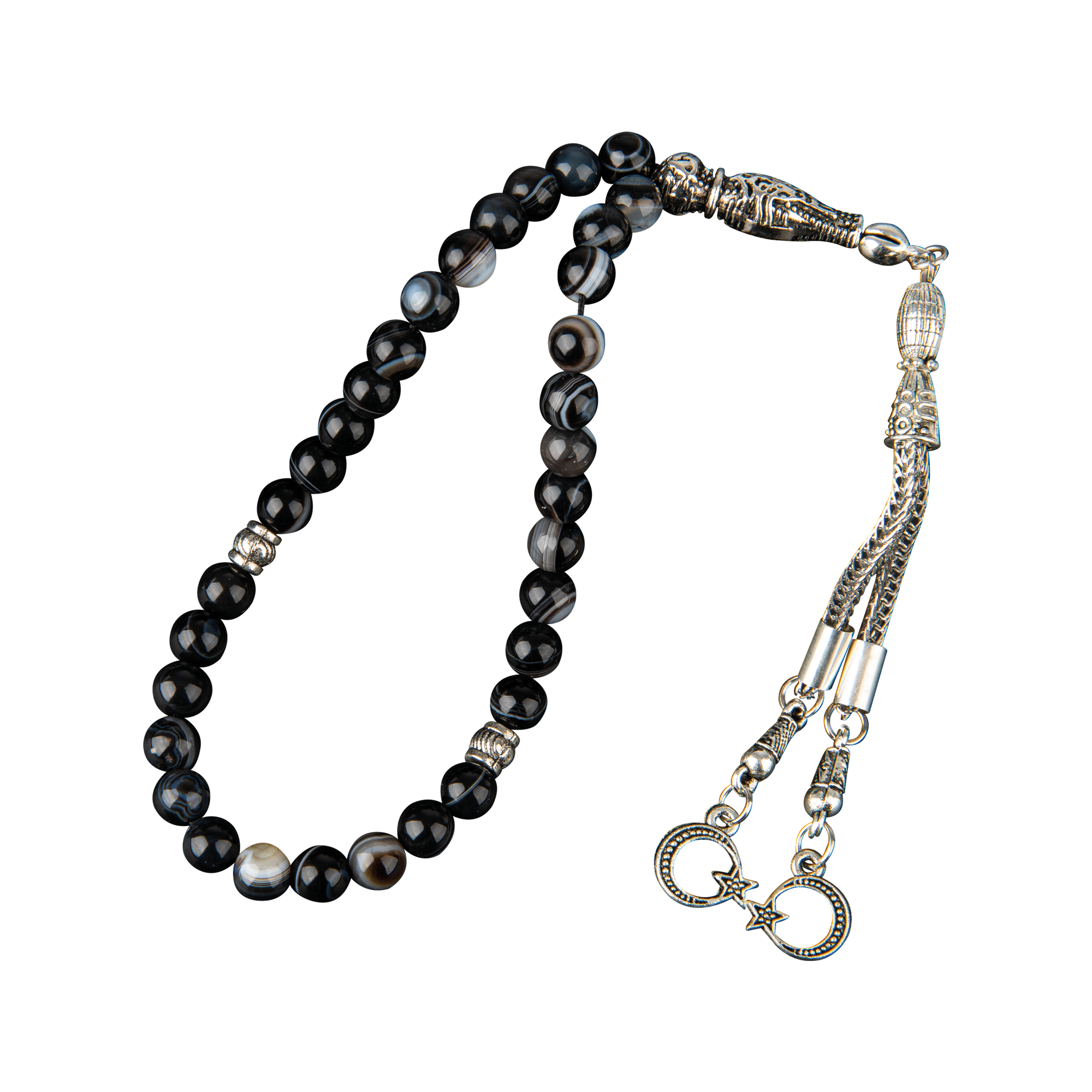 Black Eye Agate Natural Stone Prayer Beads 33 - 6mm