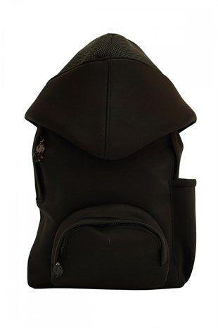 Ikigai The City Basic Black Removable Hooded Large Backpack