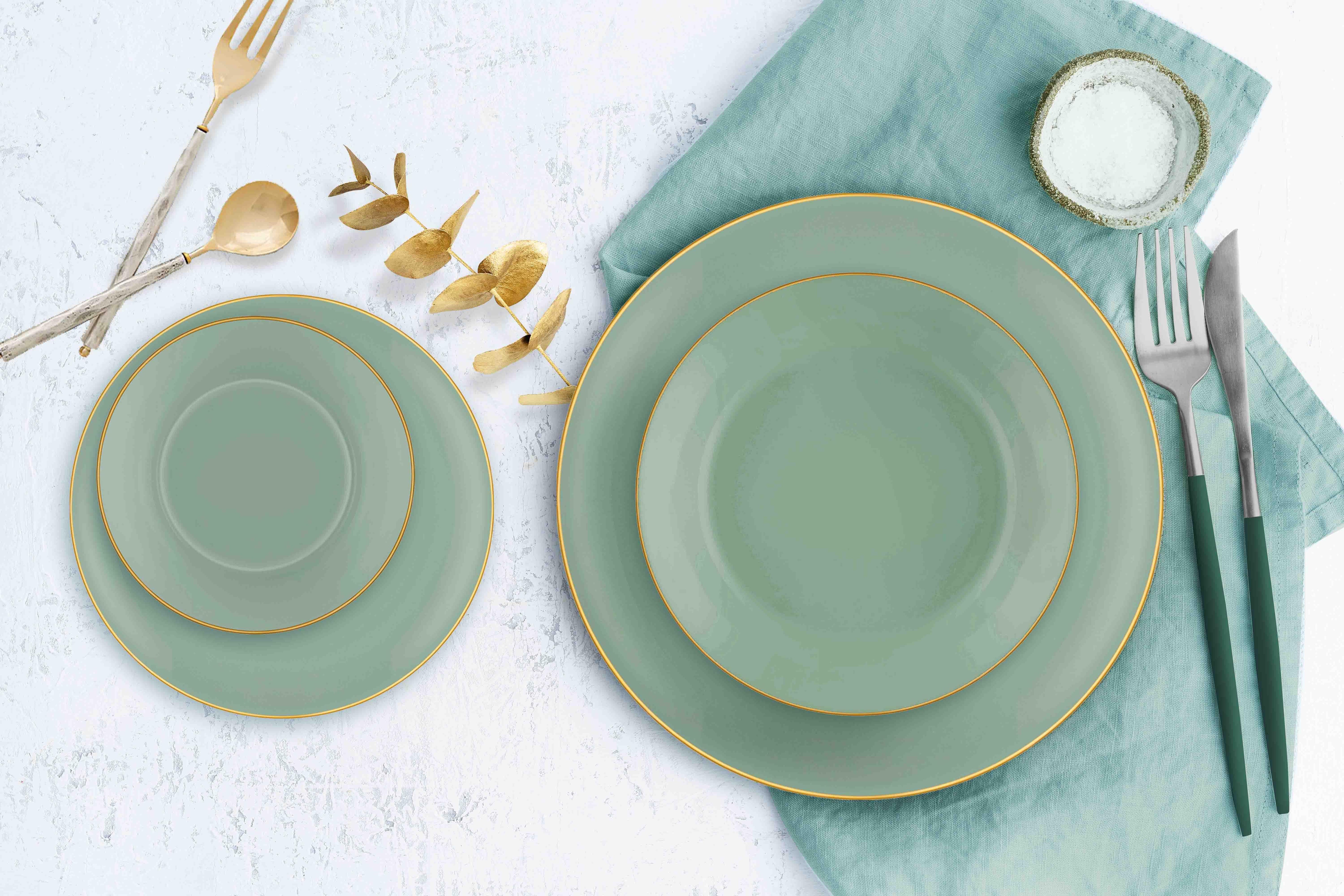 Basic Dinner Plate Set of 6 Green - 20cm