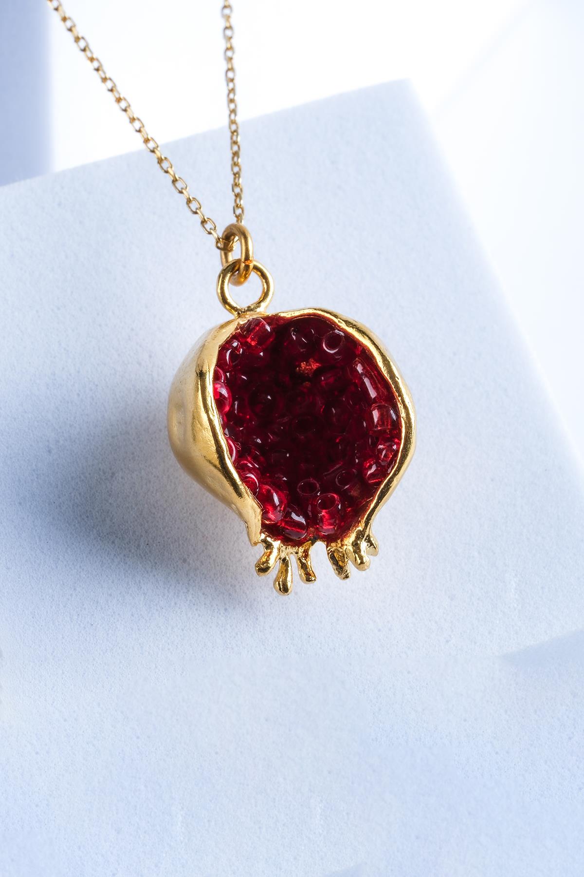 Abundance Series Red Women'sb Pomegranate Authentic Silver Necklace