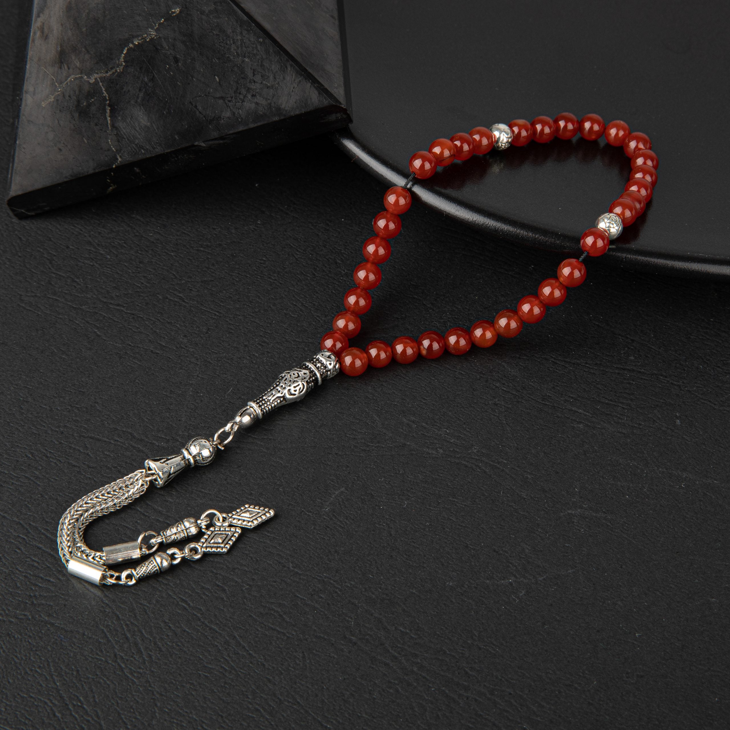Red Agate Natural Stone Prayer Beads 33 - 6mm