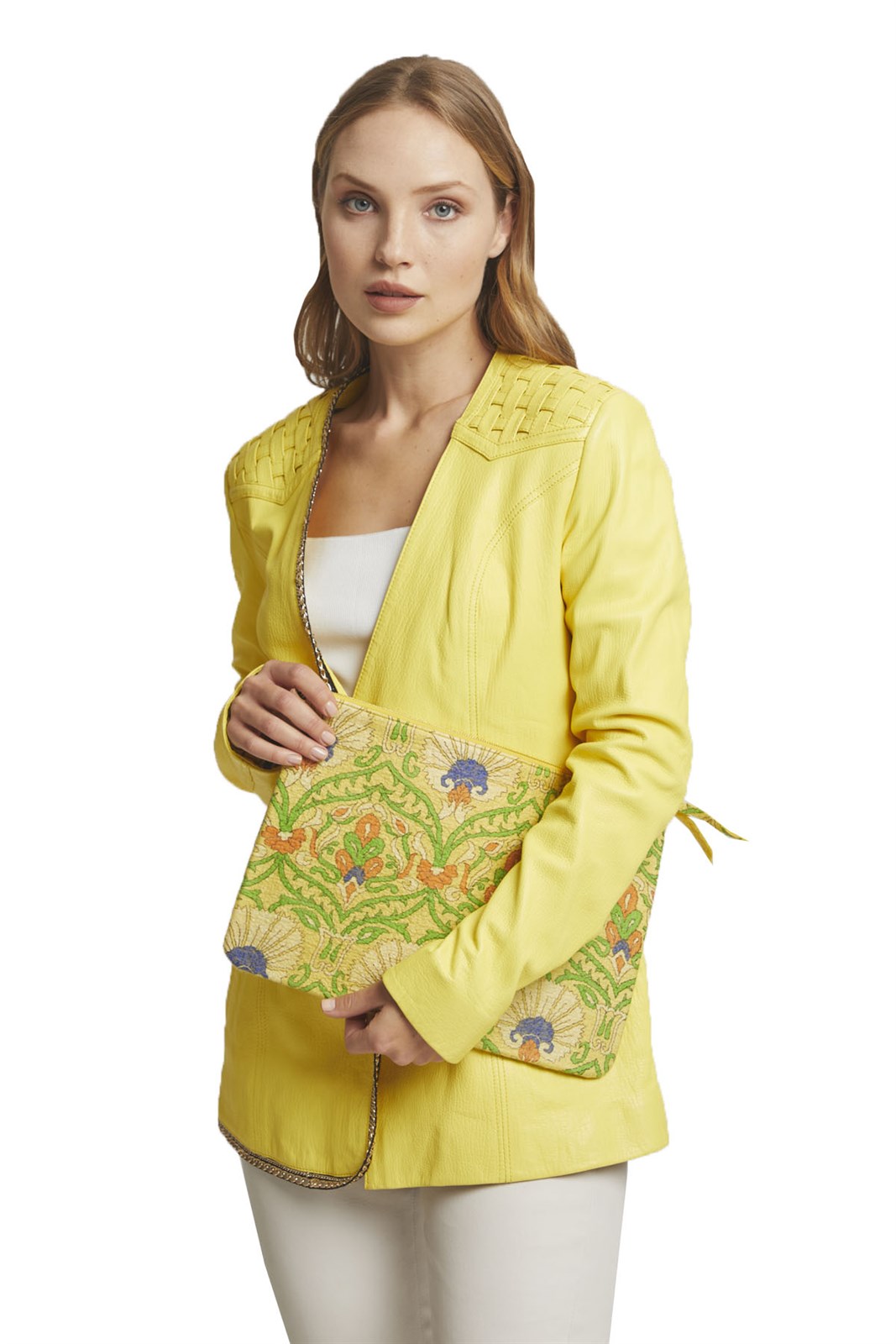Ikigai The City Yellow 16 Inch Lined Silk Wool Blend Felt Hand Bag with Zipper