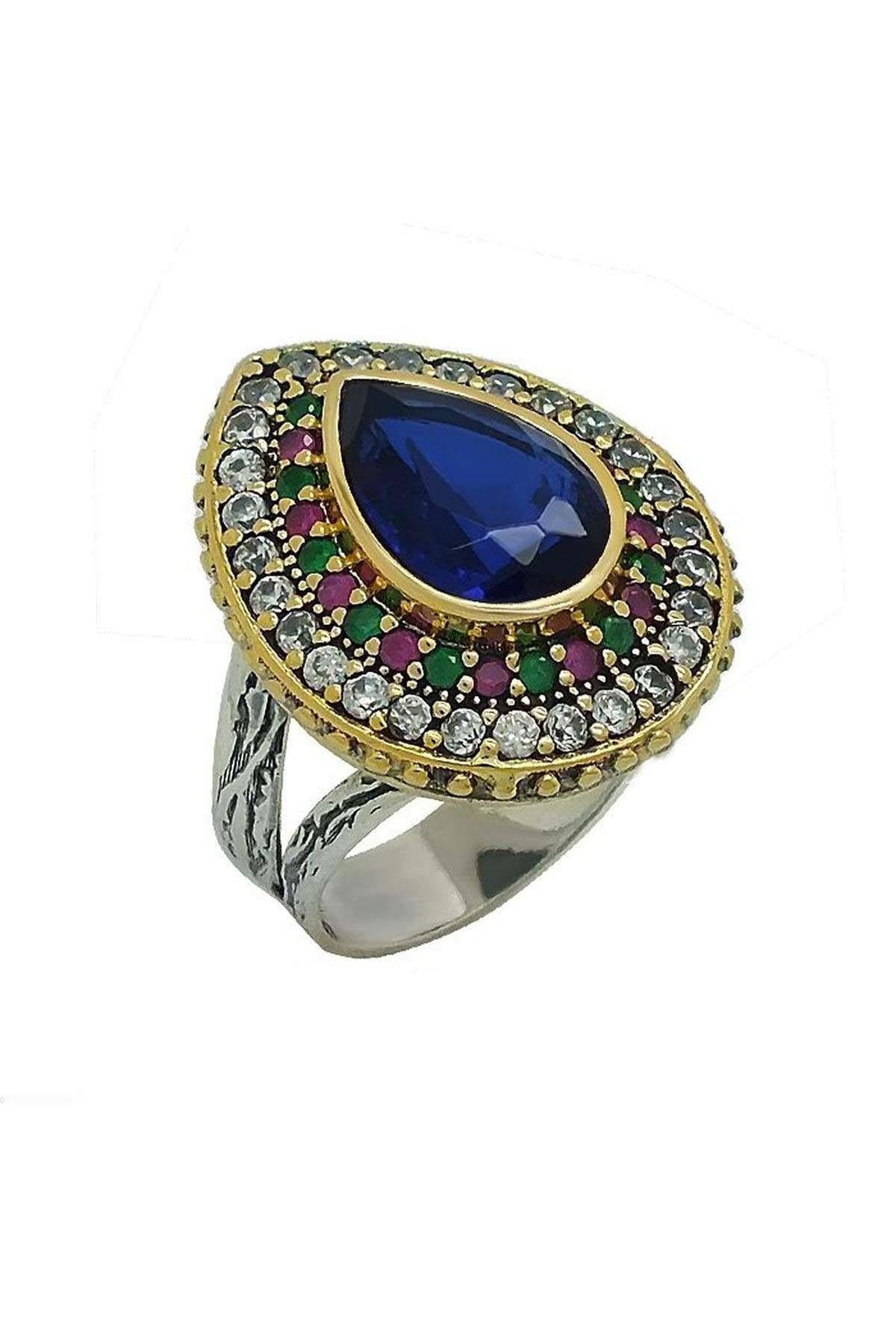 Sapphire Stone Silver Authentic Women's Ring Adjustable Hürrem Sultan Ring
