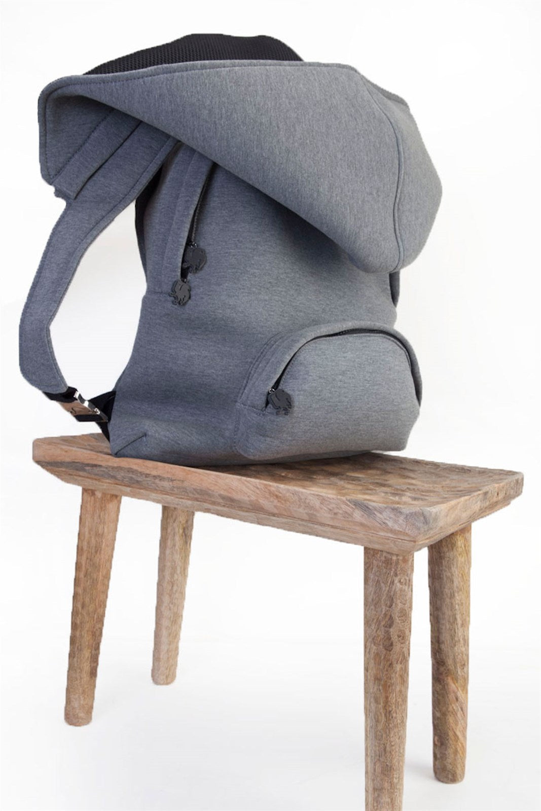 Ikigai The City Basic Gray Black Removable Hooded Large Backpack