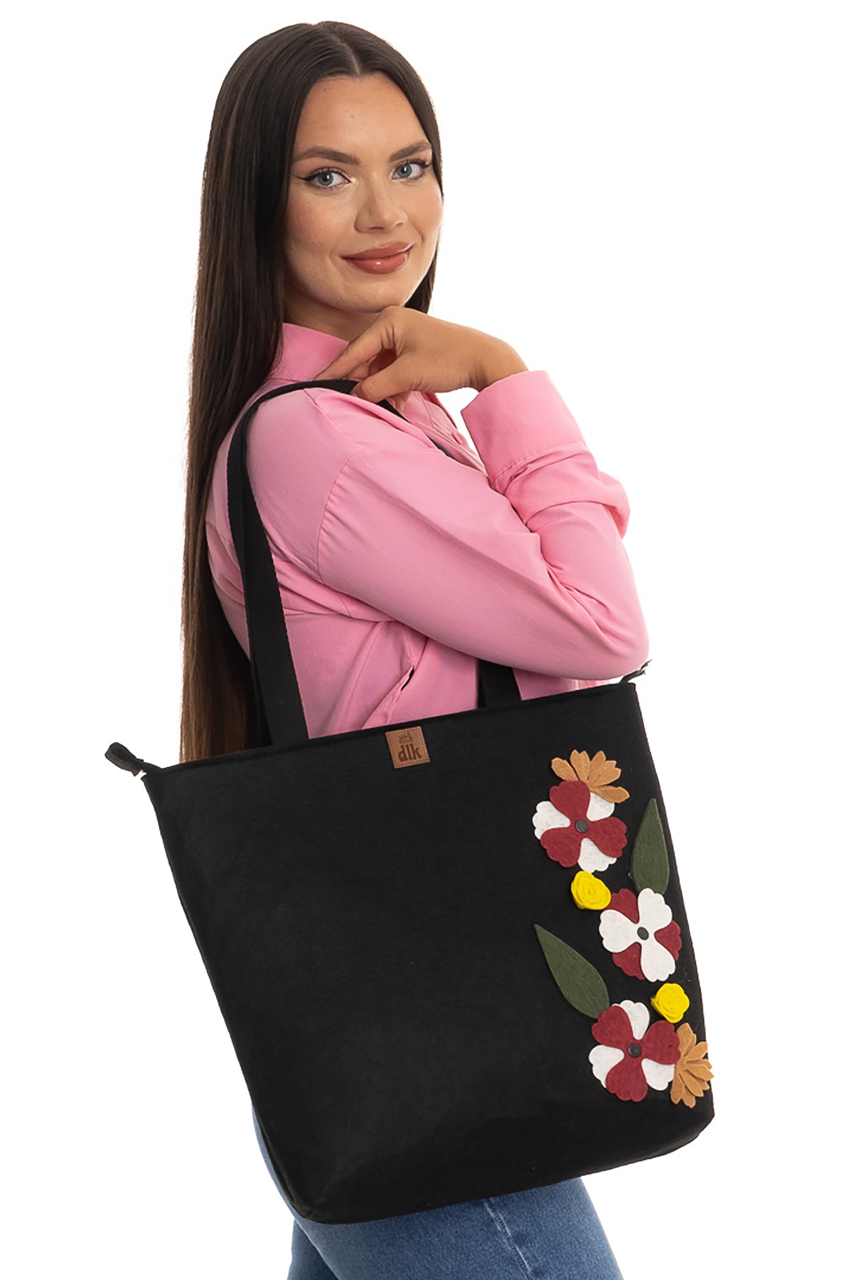 Handmade Large Size Felt Shoulder Bag - Flower Bag -40x35cm