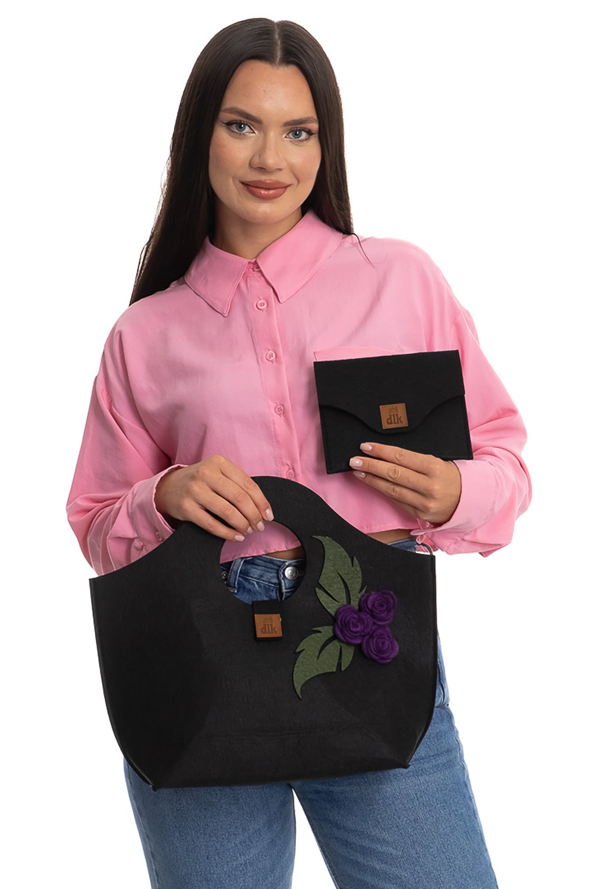 Boutique Design Felt Women's Handbag and Wallet - My Rose Garden -40x35cm