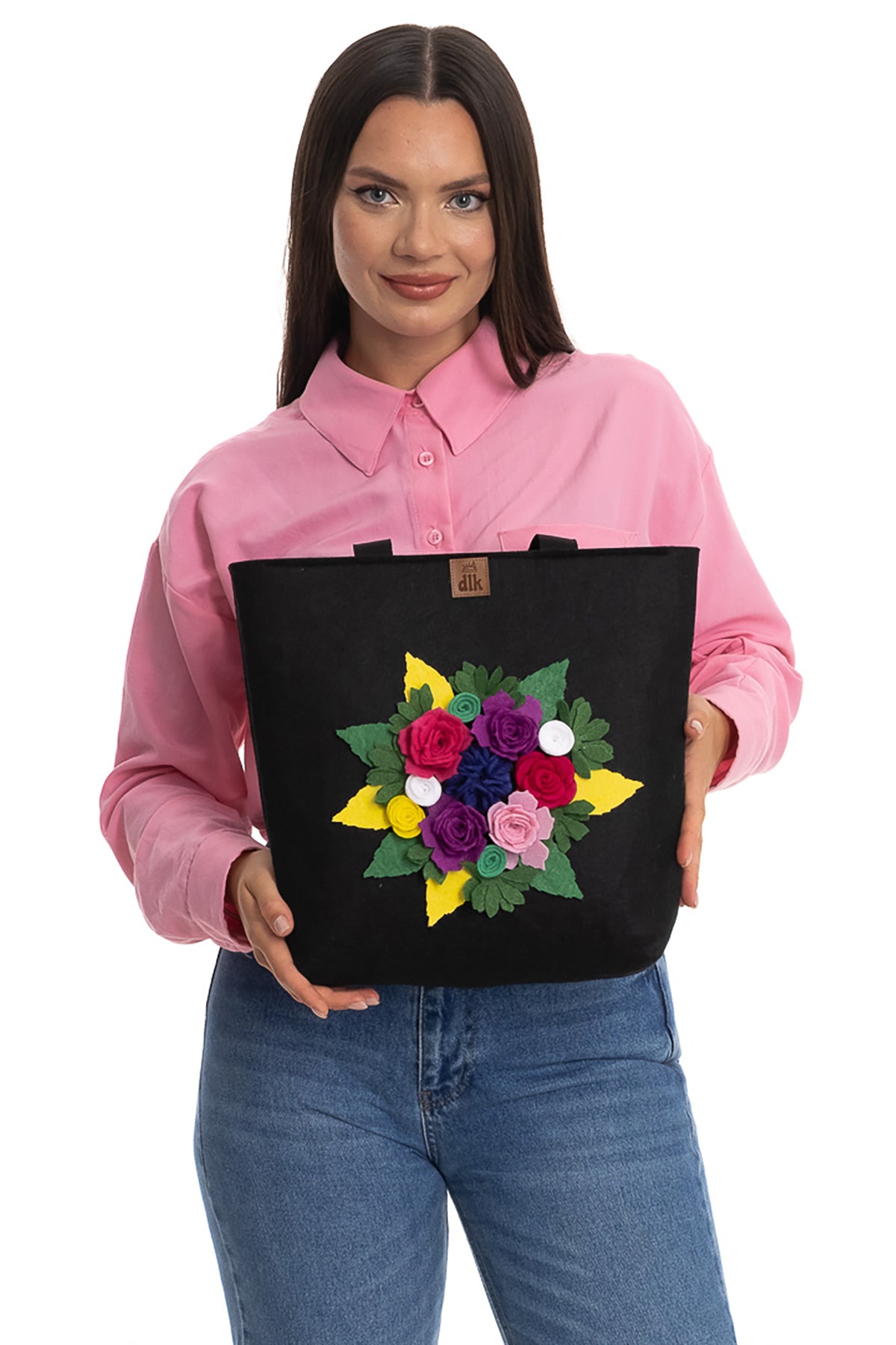 Handmade Medium Size Felt Shoulder Bag - From Roses -35x31cm