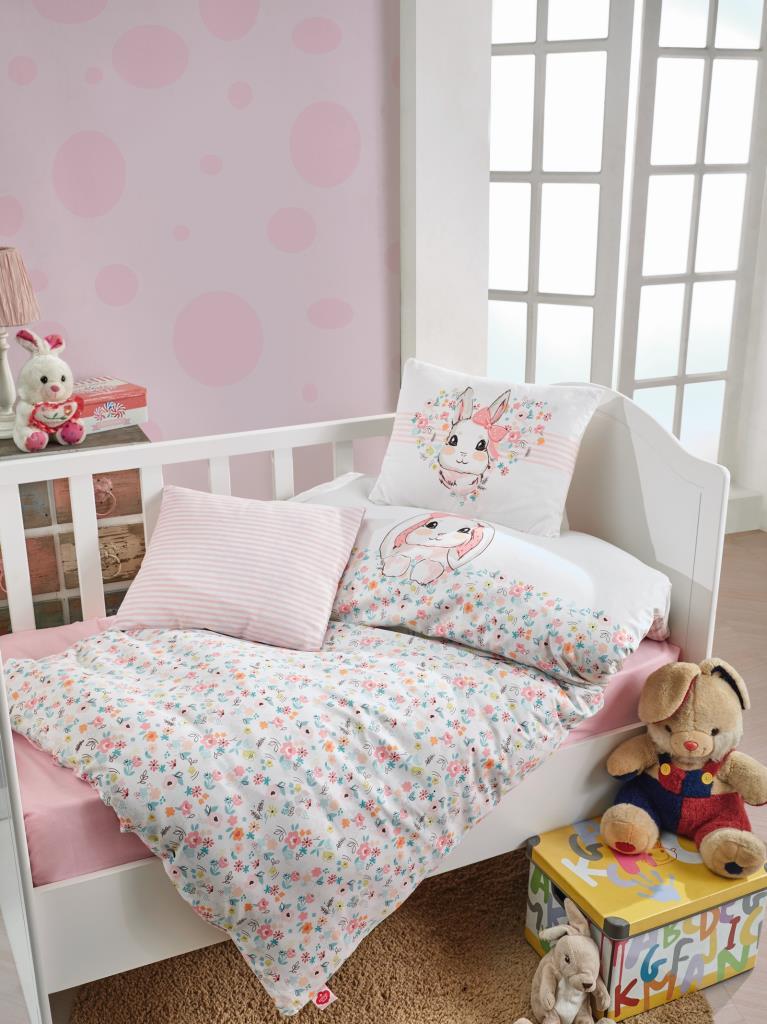 Baby Duvet Cover Set Bunny Pink