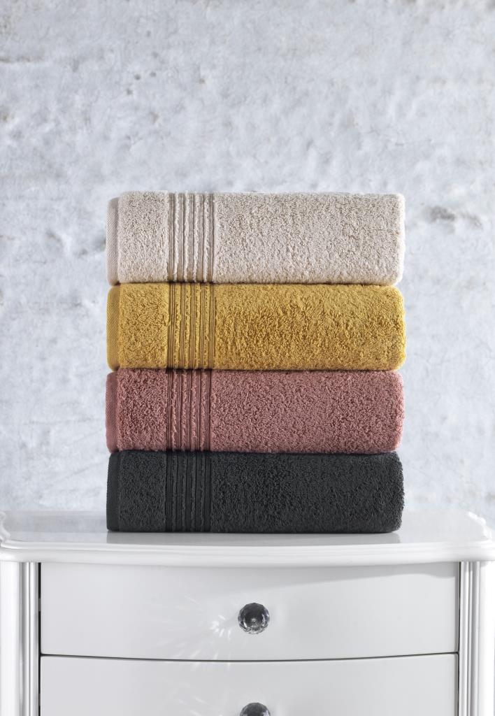 Cotton Box Plump 50x90 Set of 4 Towels Beige Dried Rose Mustard Anthracite