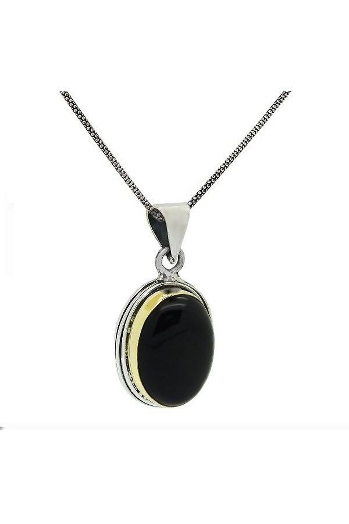Sarma Series Natural Black Onyx Stone Authentic Sterling Silver Women's Necklace