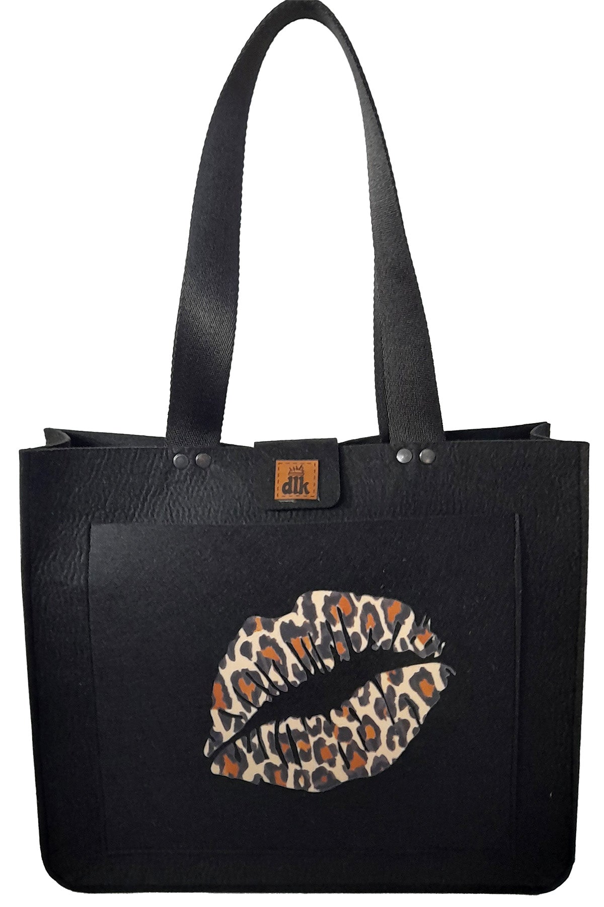 Large Size Shoulder Bag - Printed Felt Bag - Colored Lip - 40x33x10cm
