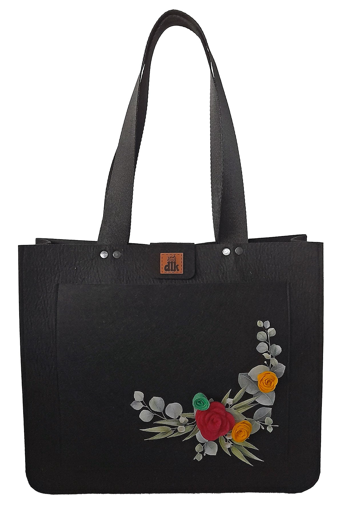 Large Size Shoulder Bag - Printed Felt Bag - Ivy Roses - 40x33x10cm