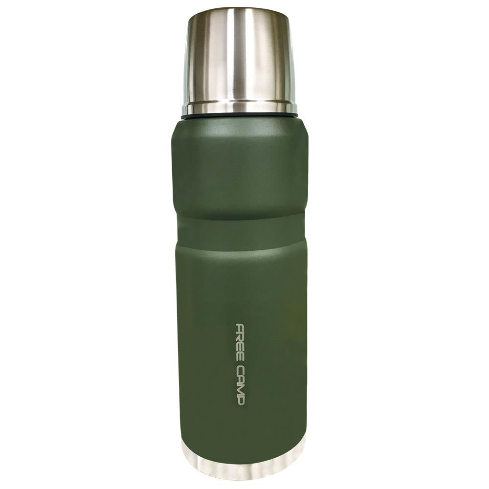 FreeCamp Nevada 1-Liter Thermos | Stylish Green | 24-Hour Heat Retention | Perfect for Camping and Picnics