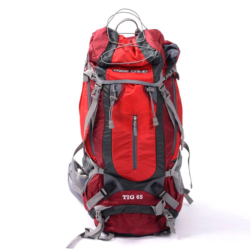 FreeCamp Tig Trekking Backpack 65 Liters | Ideal for Camping & Outdoor Adventures | Ripstop Polyester | Adjustable Straps | Rain Cover