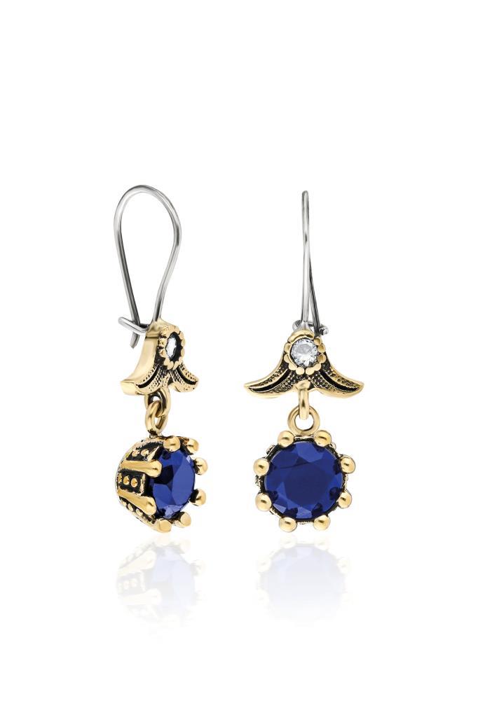 Blue Sapphire Stone Triple Authentic Women's Silver Set Jewelry