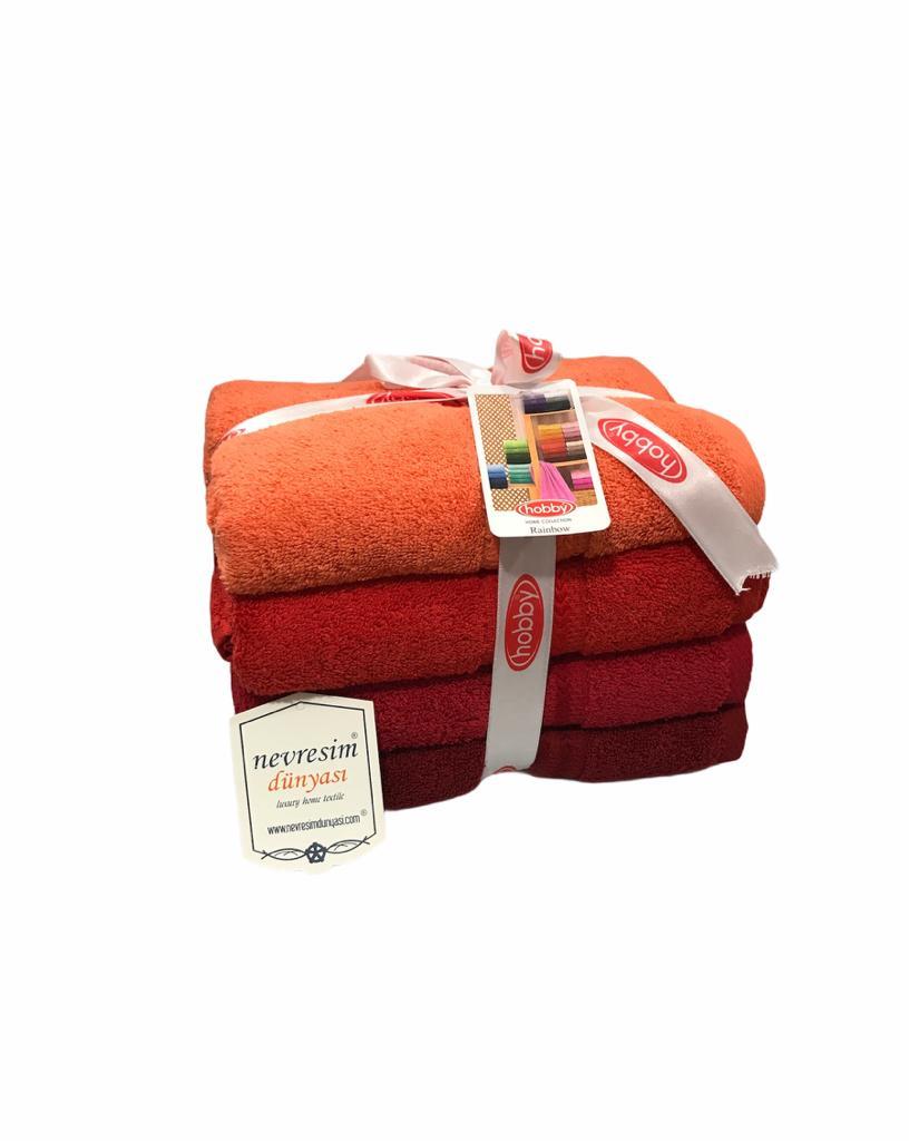 Set of 4 Towels Red