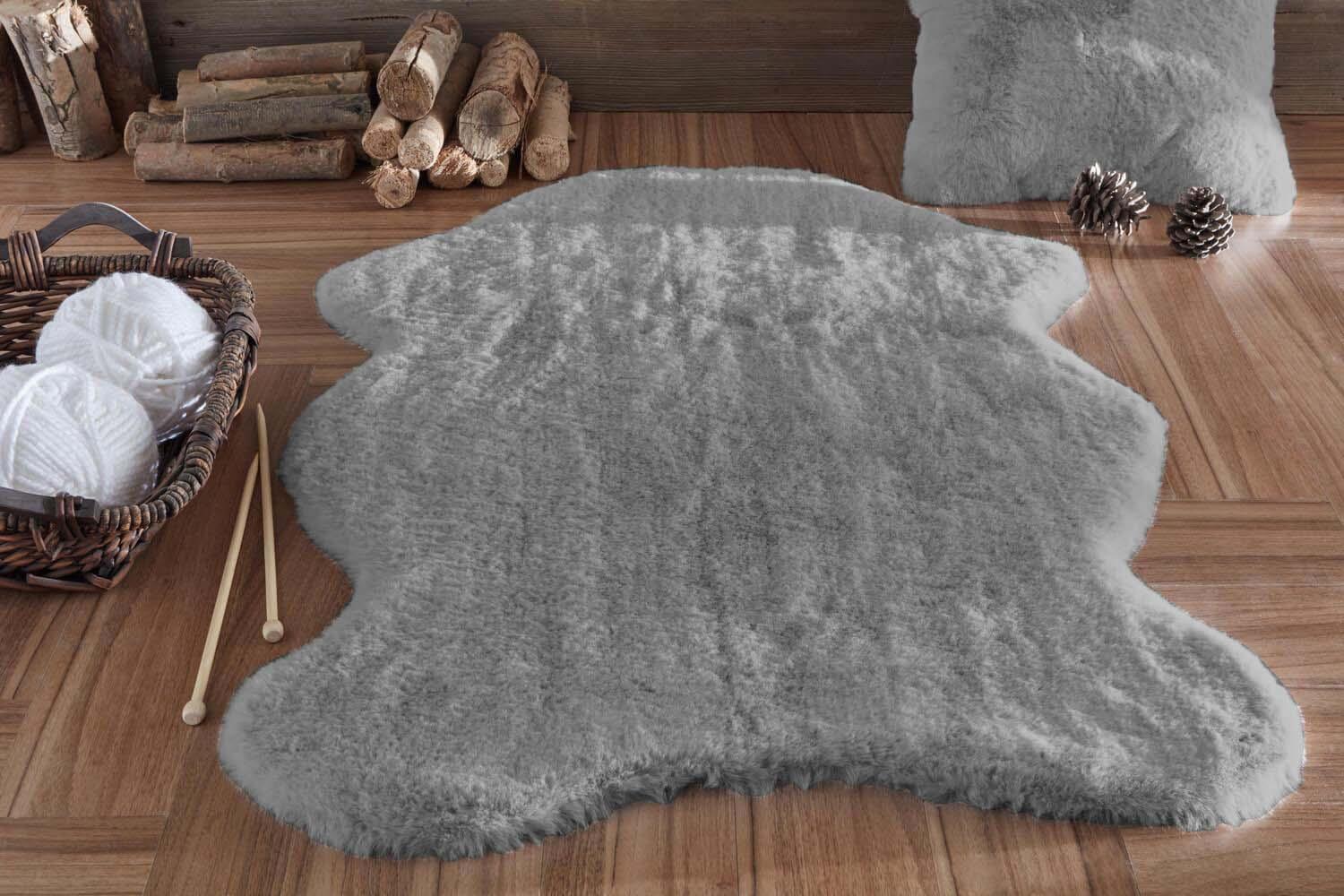 Jassrug Fur Fleece Carpet 100x140 Gray