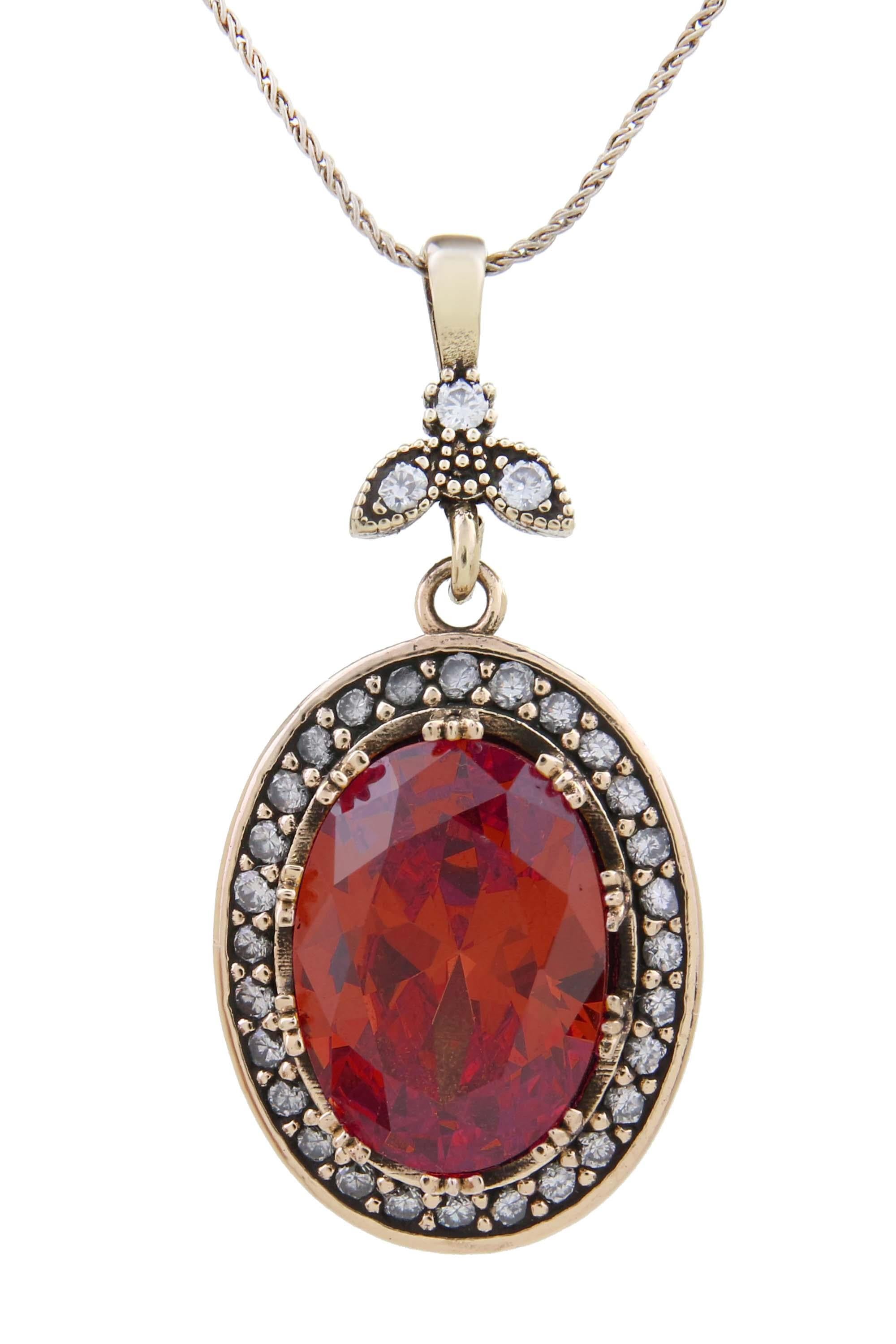 Authentic Series Red Garnet Stone Authentic Sterling Silver Women's  Necklace with Colorful Stones