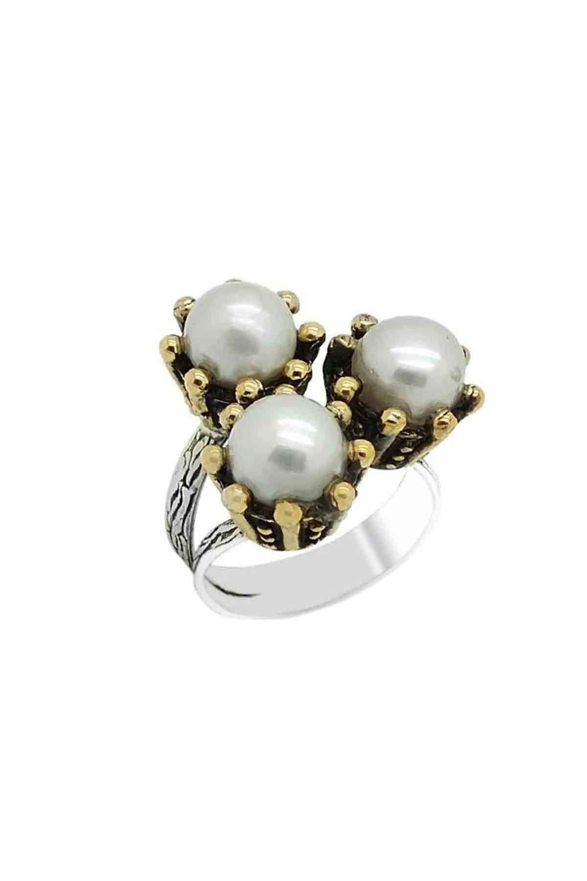 Söğütlü Series Silver Natural Pearl Stone Authentic Women's Ring Adjustable Size